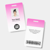Rosa Foto-Bar-Logo Ausweis (Vorder- & Rückseite)