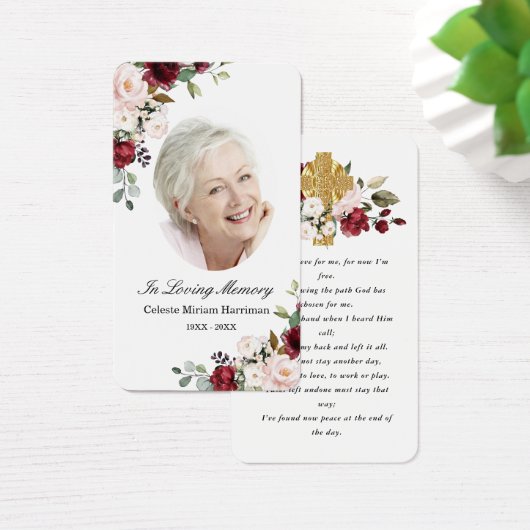 Rosa Foto-Beerdigungskarte (Schreibtisch)