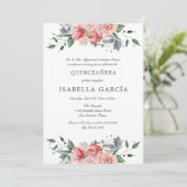 Rosa Foto Bibel Verse Quinceañera Einladung (Stehend Vorderseite)