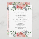 Rosa Foto Bibel Verse Quinceañera Einladung (Vorne/Hinten)