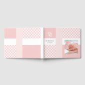 Rosa Foto Birth Ankündigung Gingham Footprints Gästebuch (Voll)