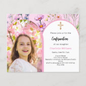 Rosa Foto Bogen florals Bestätigung Einladung (Vorderseite)