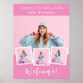 Rosa Foto Collage Geburtstagsgeschenk Poster (Vorne)