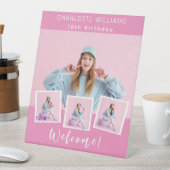 Rosa Foto Collage Geburtstagsgeschenk Sockelschild (In Situ)