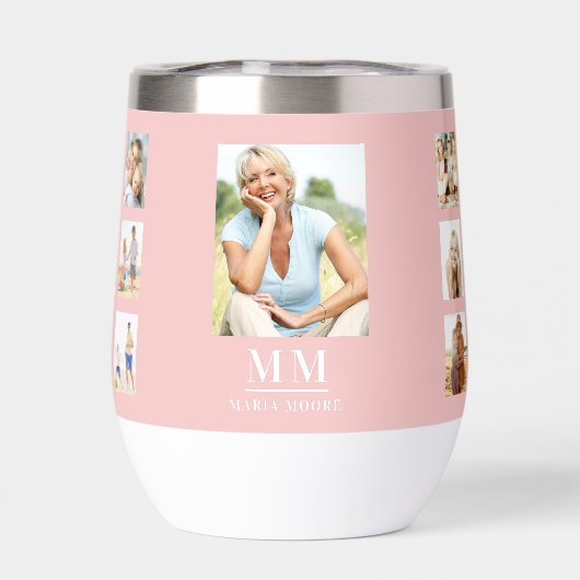 Rosa Foto Collage Monogramm Name (Rückseite)