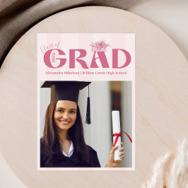 Rosa Foto Coquette Bow Graduation Party Ankündigung