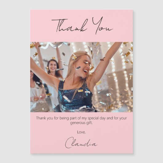 Rosa Foto dank Magnetkarte (Vorderseite)