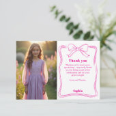 Rosa Foto Dankeskarte (Stehend Vorderseite)