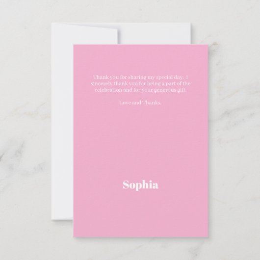 Rosa Foto Dankeskarte (Rückseite)