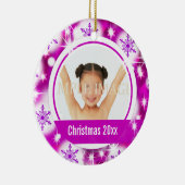 Rosa Foto der Schneeflocke 2 personifizieren Keramik Ornament (Rechts)