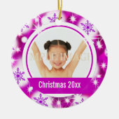 Rosa Foto der Schneeflocke 2 personifizieren Keramik Ornament (Vorne)