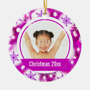 Rosa Foto der Schneeflocke 2 personifizieren Keramik Ornament