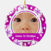 Rosa Foto der Schneeflocke 2 personifizieren Keramik Ornament (Hinten)