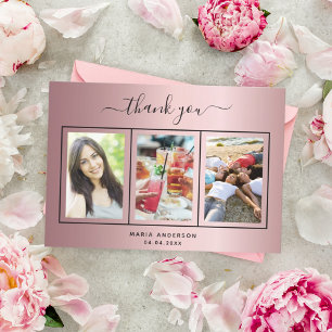 Rosa-Foto-Drehbuch zum Geburtstag Dankeskarte