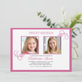 Rosa Foto Einladung (Stehend Vorderseite)