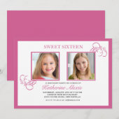 Rosa Foto Einladung (Vorne/Hinten)