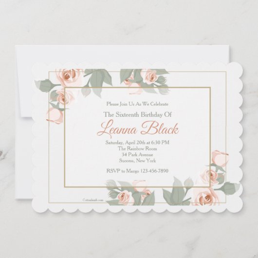 Rosa Foto - Einladung (Rückseite)