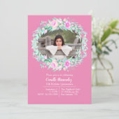 Rosa Foto Einladung (Stehend Vorderseite)