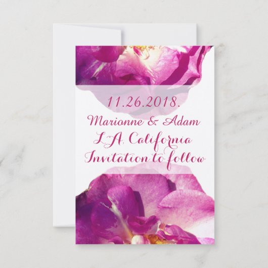 Rosa Foto, elegant, Save the Date (Rückseite)