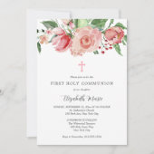 Rosa Foto Erste Kommune für Mädchen Einladung (Vorderseite)