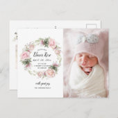 Rosa Foto Geburtsankündigung Postkarte (Vorne/Hinten)