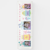 Rosa Foto Geburtstagsbanner Banner (Vertikal)