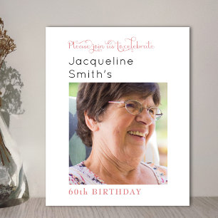 Rosa Foto Geburtstagsfeier Einladung