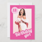Rosa Foto Geburtstagsfeier Einladung (Vorderseite)
