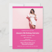 Rosa Foto Geburtstagsfeier Einladung (Rückseite)