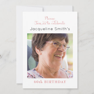 Rosa Foto Geburtstagsfeier Einladung