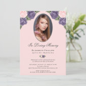 Rosa Foto-Gedenkdienst Einladung (Stehend Vorderseite)