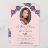 Rosa Foto-Gedenkdienst Einladung (Vorne/Hinten)