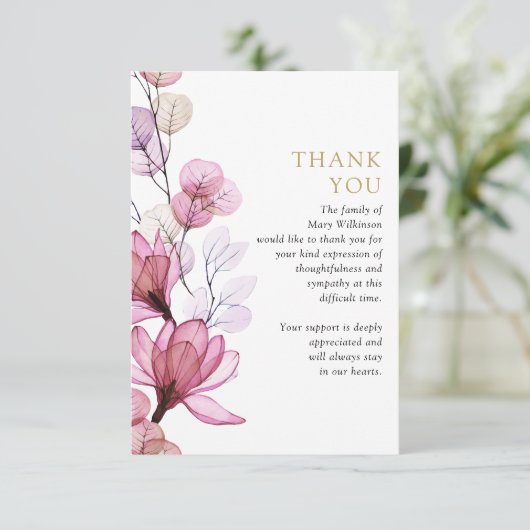 Rosa Foto-Gedenkfeier Dankeskarte (Stehend Vorderseite)