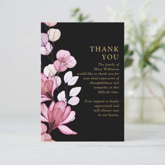 Rosa Foto-Gedenkfeier Dankeskarte (Stehend Vorderseite)