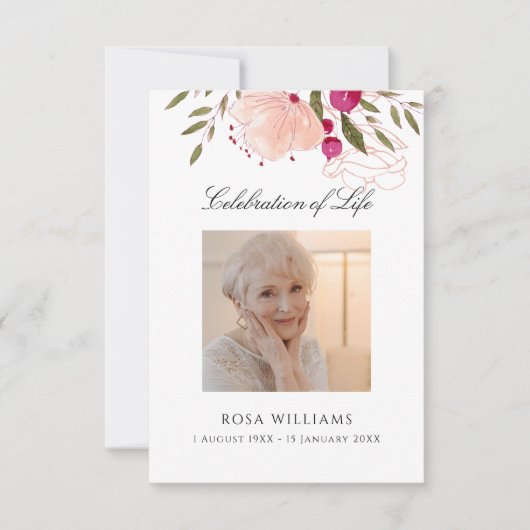 Rosa Foto Gedenkkarte Beerdigung Beerdigung Karte (Vorderseite)