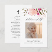 Rosa Foto Gedenkkarte Beerdigung Beerdigung Karte (Vorne/Hinten)