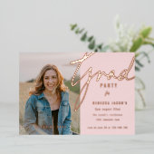 Rosa Foto Grad Party Einladung (Stehend vorne)