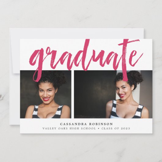 Rosa | Foto Graduation Party Einladung (Vorderseite)