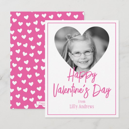 Rosa Foto Herzlich Willkommen auf den Valentinstag Postkarte (Vorne/Hinten)