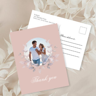 Rosa Foto Hochzeit Danke Skript Kranz Postkarte