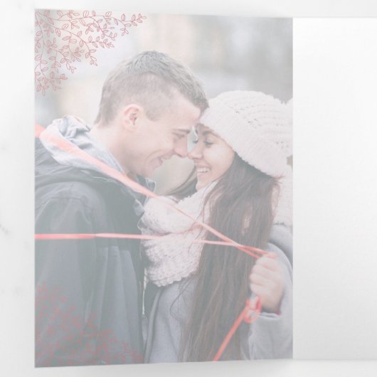 Rosa Foto Hochzeitsprogramm Dreifach-gefaltete Programmkarte (Innen Erste Seite)