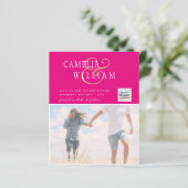 Rosa Foto Hochzeitsstichtag QR-Code Rett Datum (Stehend Vorderseite)