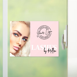 Rosa Foto Logo Wimpern Fensteraufkleber