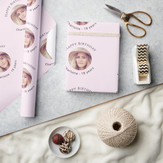 Rosa Foto Mädchen Geburtstag Geschenkpapier (Kunsthandwerk)