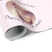 Rosa Foto Mädchen Geburtstag Geschenkpapier (Rolleneckpunkt)