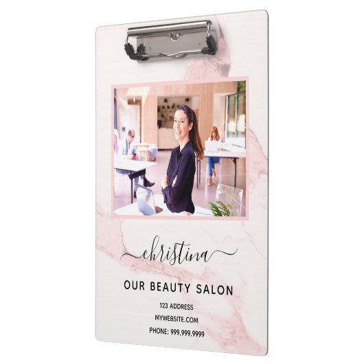 Rosa Foto mit rosa Marmor, elegantes Business Klemmbrett (Links)