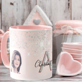 Rosa Foto-Monogramm Tasse