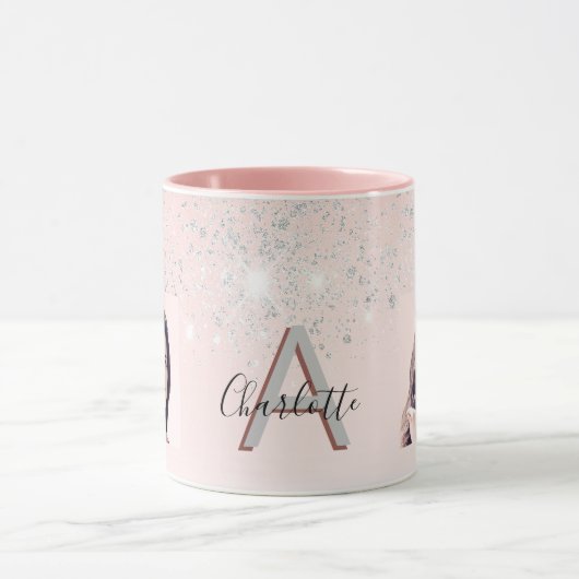 Rosa Foto-Monogramm Tasse (Zentrum)