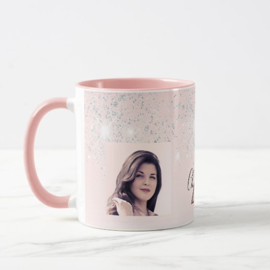 Rosa Foto-Monogramm Tasse (Links)