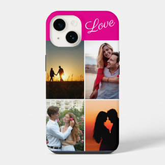 Rosa Foto Personalisierter Stylischer Liebespartne iPhone 14 Hülle
